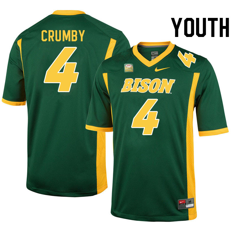 Youth #4 Jaylin Crumby North Dakota State Bison College Football Jerseys Stitched-Green